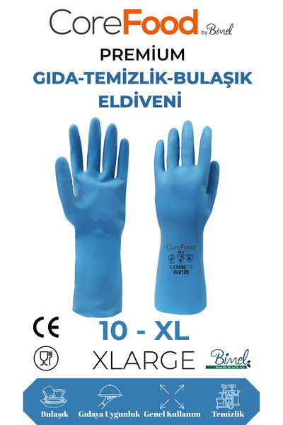 COREFOOD قفازات FL3 الفاخرة لتنظيف الأطباق - مقاس XL - زوج واحد