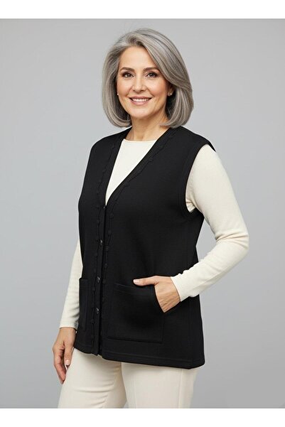 Mutlu City Дамски пуловер с плътен плат за жени на средна възраст и по-възрастни 1140