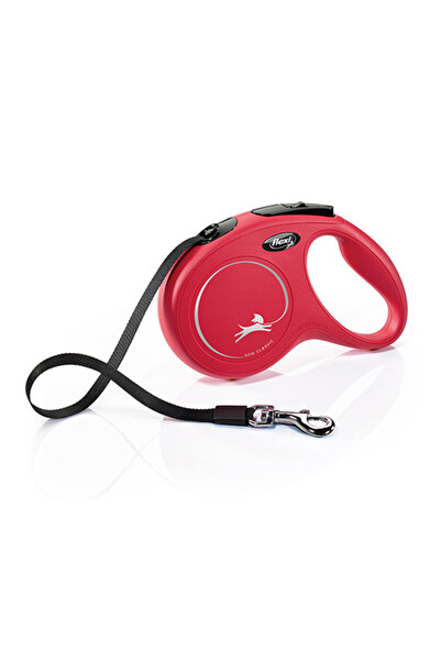 Flexi New Classic Ribbon Automatic Dog Walking Leash 3 Mt Tr-Red-Large