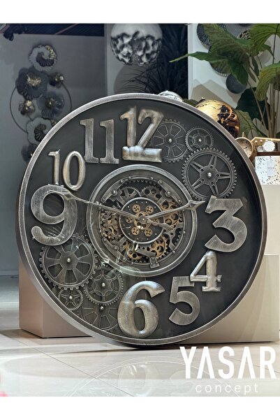YASAR CONCEPT Horloge Metal Çarklı Duvar Saati 100 Cm