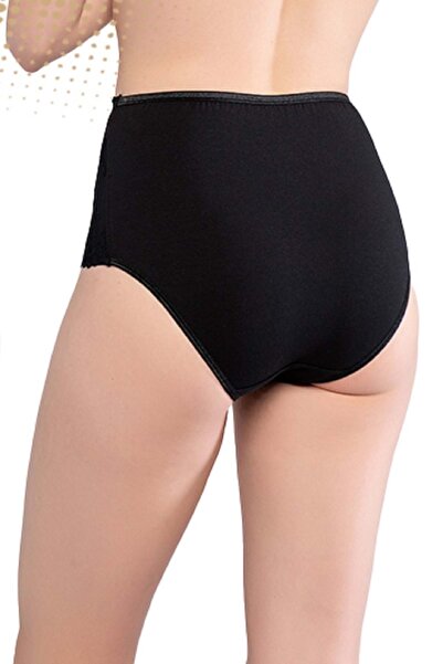 Belinay 3037 Μπροστινό μέρος με δαντέλα ψηλόμεσο εσώρουχο μπατό μαύρο L