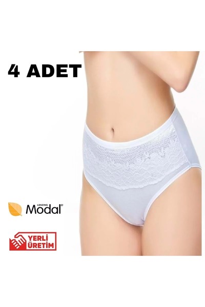 Belinay 4 Pieces 0193 High Waist Recovery Women's Panties White XL