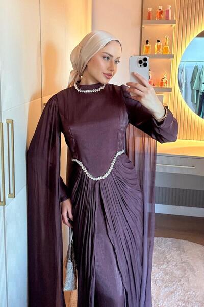 Şulemoda Giyim Βραδινό φόρεμα Janjan με κάπα μούρδιμπ