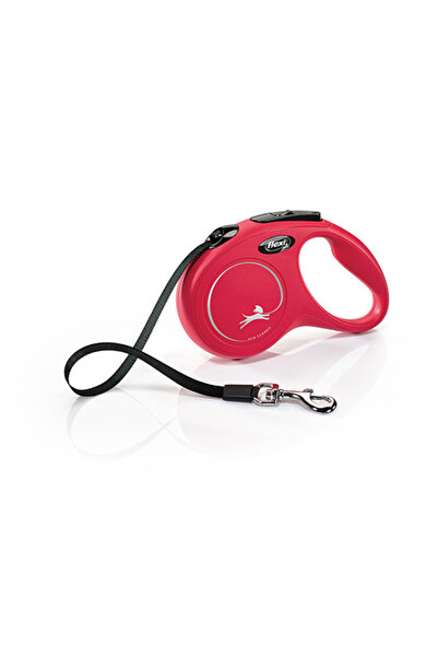 Flexi New Classic Ribbon Automatic Dog Walking Leash 3 Mt Tr-Red-Large