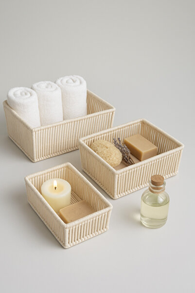 CASA NESTİ 3 Lü Sepet Takımı , Çok Amaçlı Sepet, Banyo Ve Mutfak Organizeri Ü...