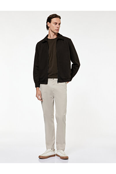 Koton بنطلون تشينو من قماش الجبردين القطني مع تفاصيل الجيب