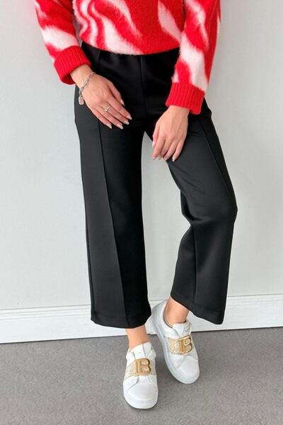 Şulemoda Giyim piped Scuba Capri Pants Black