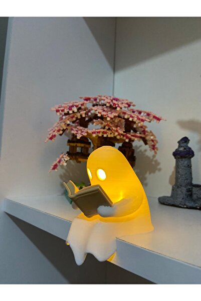 Rekatech Sevimli Hayalet Kitap Okuyan LED Gece Lambası Pilli Mumlu – Dekoratif Masa Lambası