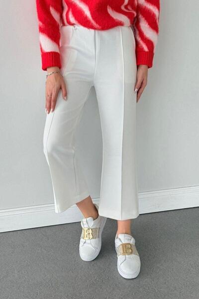 Şulemoda Giyim piped Scuba Capri Pants White