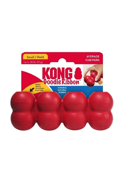 Kong لعبة كلب على شكل كرة متعددة الأشكال من جودي ريبون TR-Red-Small