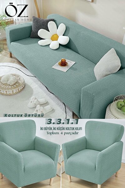 ÖZMAKAN 3 3 1 1 Set huse de canapea Jacquard - Elastic și lavabil Durabil