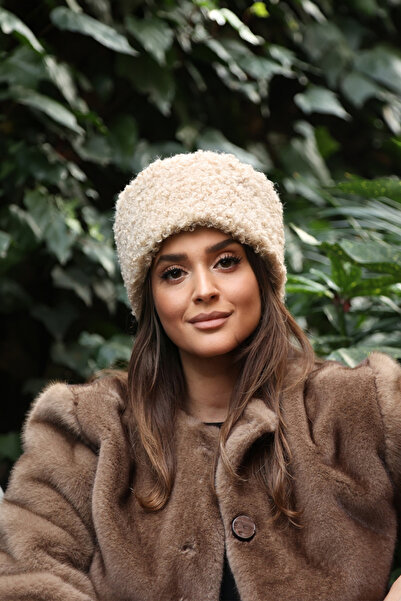 Mağazam Online قبعة شتوية نسائية من الفرو الصناعي الناعم ذو الملمس الناعم