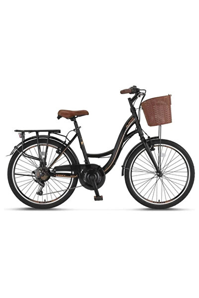Ümit 2810 ALANYA SEPETLİ KADIN ŞEHİR BİSİKLETİ 28 JANT 21 VİTES SİYAH KAHVERENGİ