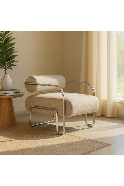 Endeco Design Metal Iskandinav Berjer Tekli Koltuk Krom Renk