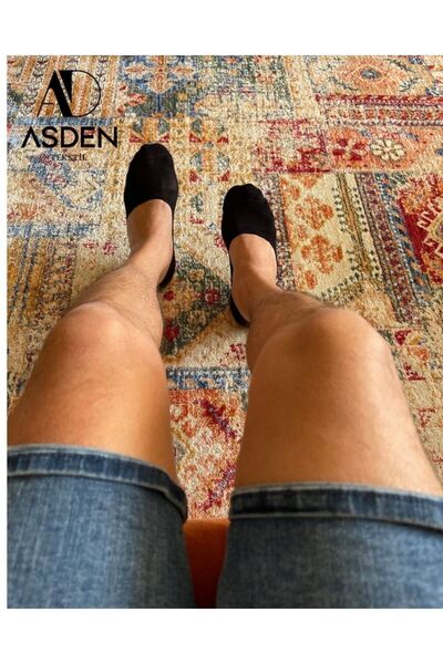 ASDEN Bamboo Men's Ballet Flats Socks, Black, Pack of 12, Stitch-Free, Non-Slip Silicone Heel