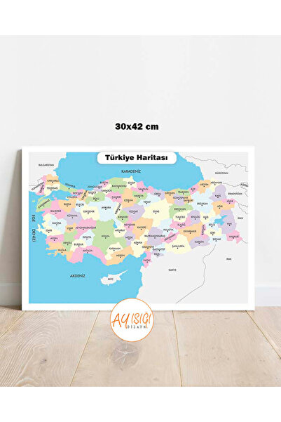 Ayışığı Dizayn Çocuk Türkiye Haritası Okul Eğitim Pvc Poster 30x42 cm