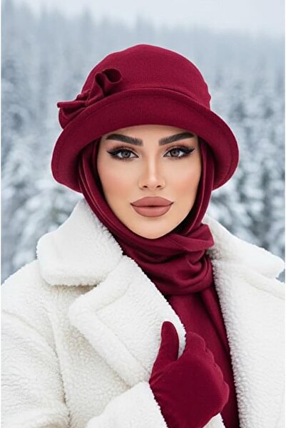 Aişe tesettür Бордова капелюх з аксесуарами в стилі вінтаж