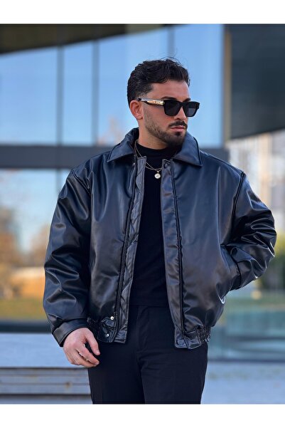 MİS MODA معطف جلدي شتوي للرجال