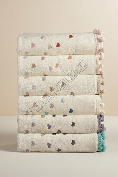 Pera Deluxe 6 lı Renkli Ponponlu Mutfak Havlusu