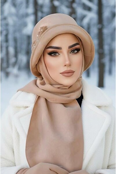 Aişe tesettür قبعة عتيقة مع إكسسوارات حجرية باللون البيج