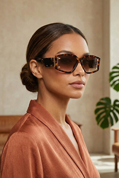 Kapin Cam Sap Detaylı Güneş Gözlüğü - Kahverengi Degrade