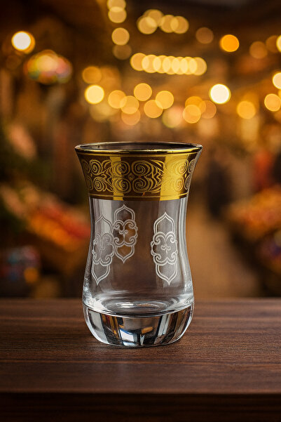 BYART طقم شاي باي آرت، ١٢ قطعة - ٦ أكواب و٦ صحون، زجاج، صناعة تركية