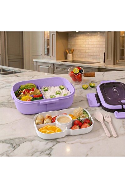 YAH Creation صندوق غداء YAH Bento HL مكون من طبقتين و6 أقسام، مقاوم للتسرب، خ...