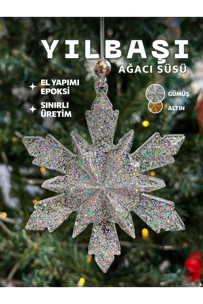 RAVVORA El Yapımı Holografik Reçine Kar Tanesi Yılbaşı Çam Ağacı Süsü, Hediye...