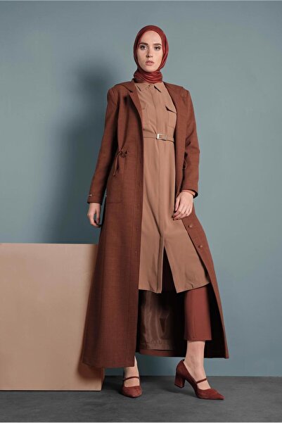 Alvina معطف بأزرار وغطاء للرأس 10130