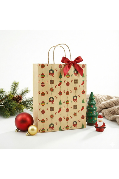 repro design حقيبة هدايا كرافت بتصميم السنة الجديدة مقاس 26×33 سم، قطعتان |  ...