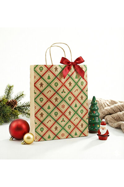 repro design حقيبة هدايا كرافت بتصميم السنة الجديدة مقاس 26×33 سم، قطعتان |  ...