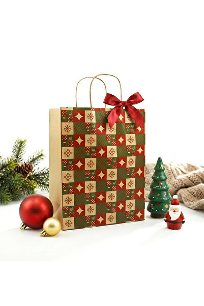 repro design حقيبة هدايا كرافت بتصميم السنة الجديدة مقاس 31×42، قطعتان |   إم1