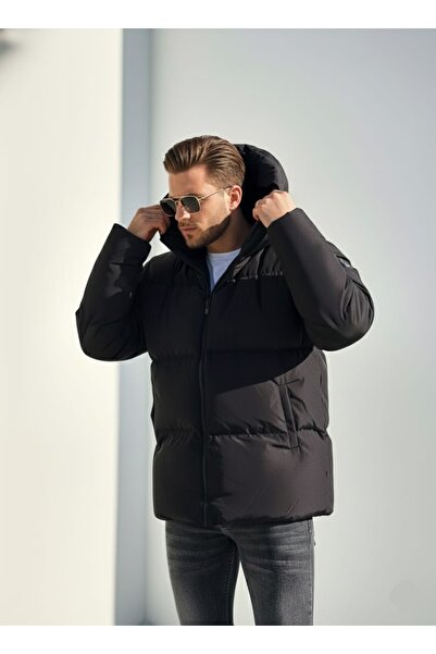 HERZA Чоловічий чорний пуховик Oversize Relax Fit