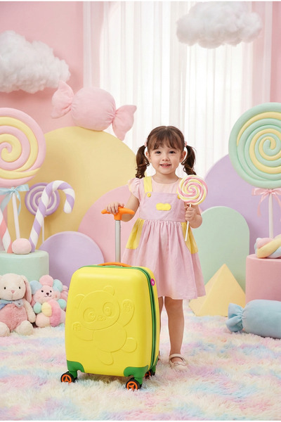 Wexta Wx-414 Sarı Panda Çocuk Valizi