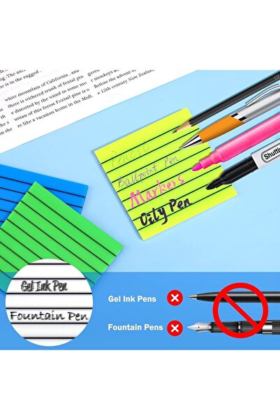 COOYA Lined Sticky Notes, 7 Pcs Colorful Lined Translucent Sticky Notes Clear for Aesthetic School Office