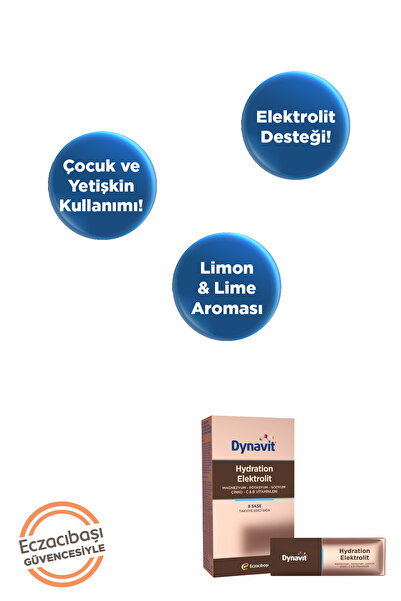 Dynavit Hydration Elektrolit 8 Saşe-Potasyum,Magnezyum,Sodyum,Çinko,Folik Asit,C&B Vitamini-Hidrasyon Denge