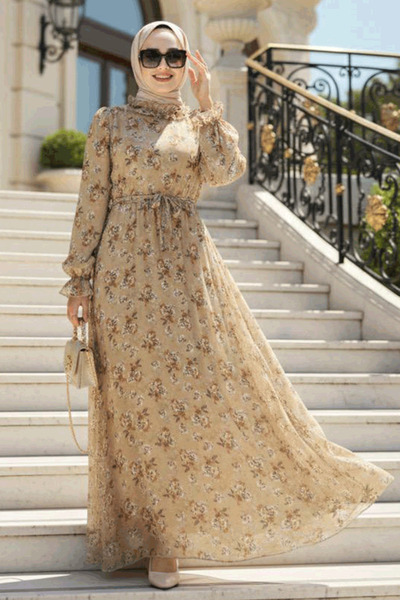 Neva Style Rochie hijab cu model de flori 29713BS