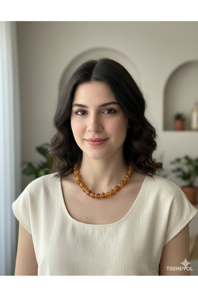 DENİZ ERKUL JEWELRY 🧡   Natural Stone Look Carnelian Colored Bead Necklace