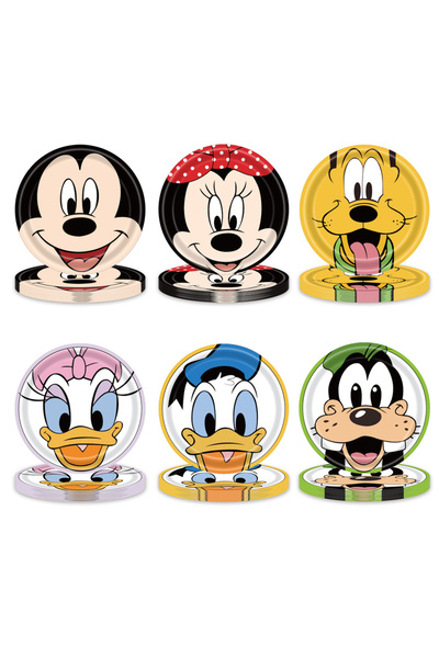 Choice طبق مقاس 7 بوصات، 60 قطعة، طبق زينة لحفلات أعياد الميلاد بتصميم ميكي ماوس، ميكي ميني، دونالد داك، طفل