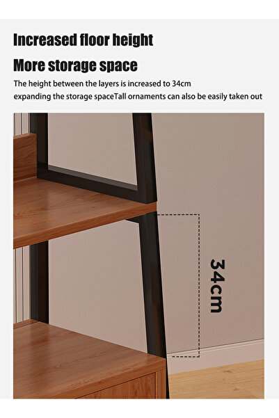 Generic Leon Home five-tier bookshelf with metal frame and door, 60 x 30 x 150 cm for storage and display