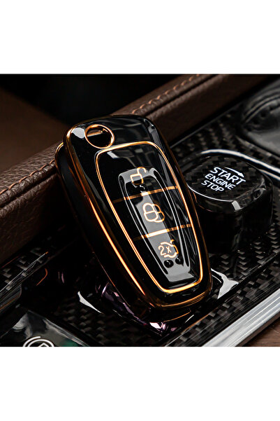 LUVLU Husa premium cheie Ford compatibila Mondeo Focus Fiesta Kuga B-Max C-Ma...