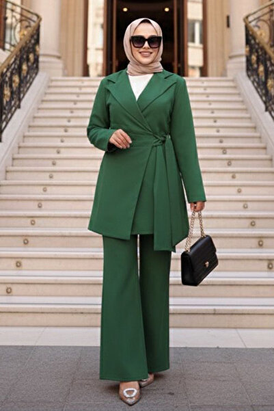 N.S NEVA STYLE طقم ملابس إسلامية خضراء مع سترة 76731Y