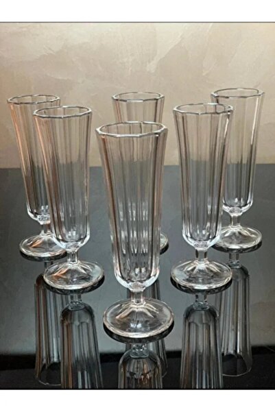 Genel Markalar 6'lı Cam Flüt Kahve Yanı Su Bardağı - İkramlık Cam Bardak Sunum Seti