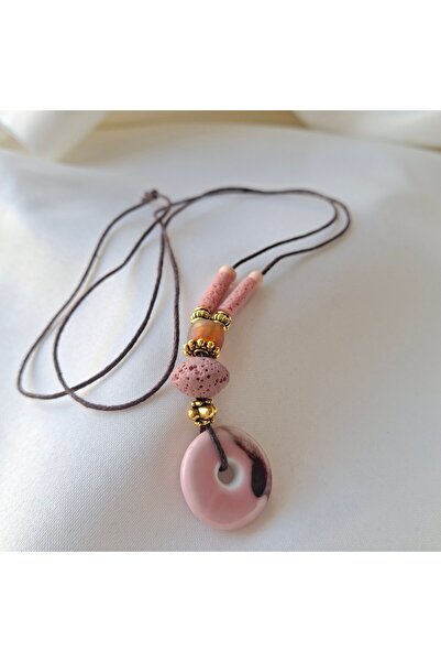 azra takı tasarım Pink Ceramic Necklace - Women's Handmade
