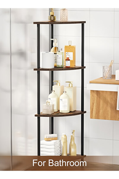 Generic Leon Home four-tier corner shelf with metal frame for storage and display in living rooms and bedrooms