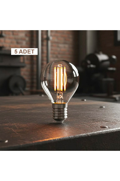 ORBUS PC45 5Lİ 4W LED Filament Ampul E14 – 400 Lümen Sarı Işık, Şeffaf Cam Vintage