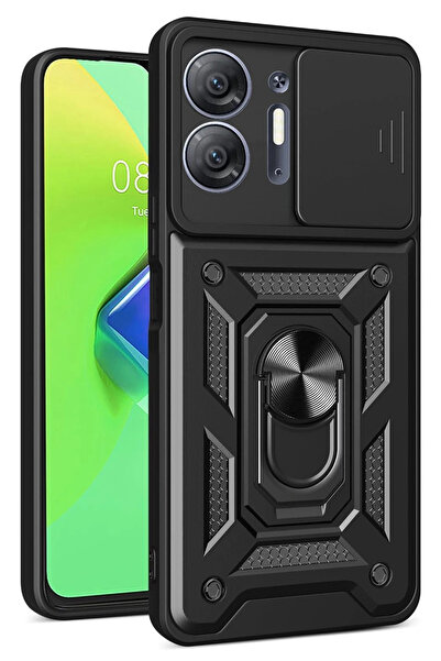 NewFace حافظة سيليكون SPTRNS لهاتف إنفينكس هوت 30 5G مع حلقة للعدسة (222032) - أسود