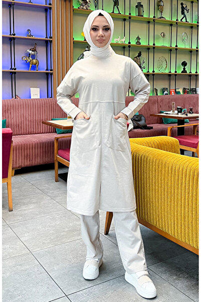 sefamerve Set de trening cu două buzunare 03067-09 Ecru