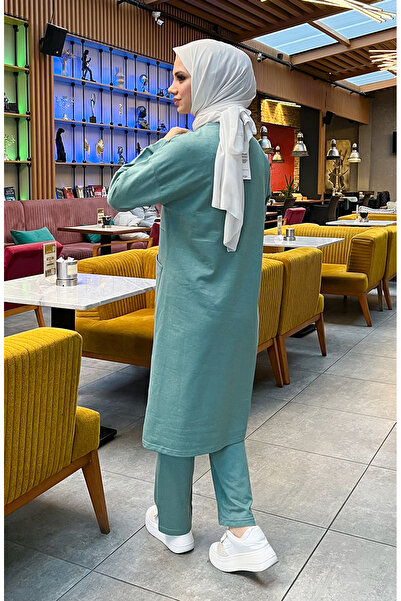 sefamerve Σετ αθλητικής φόρμας με δύο τσέπες με κορδόνια 03067-10 Çağla Yeşil