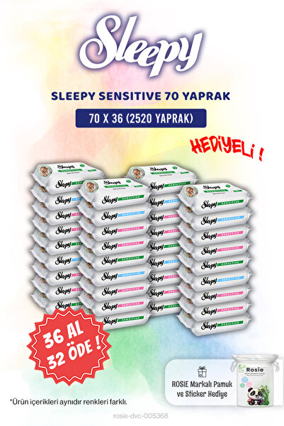 Sleepy CUMPĂRĂ 36 PLĂTĂ 32 Prosop umed pentru bebeluși Sensitive din anii 70 și cadou ROSIE